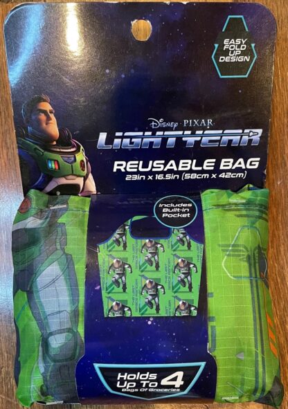 Disney Pixar Lightyear Reusable Grocery Bag 23" x 16.5" Pocket Easy Fold-Up