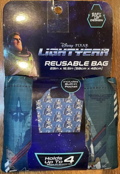 Disney Pixar Lightyear Reusable Grocery Bag 23" x 16.5" Pocket Easy Fold Up