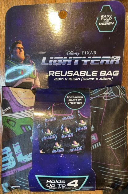 Disney Pixar Lightyear Reusable Grocery Bag 23" x 16.5" Pocket Easy Fold-Up