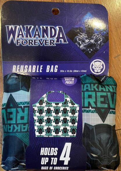 Wakanda Forever Reusable Grocery Bag 23" x 16.5" Pocket Easy Fold-Up