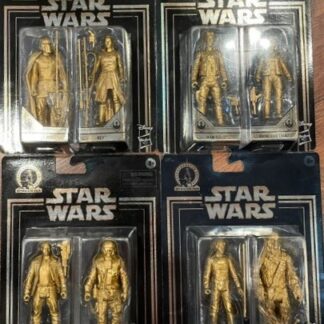 STAR WARS Skywalker Saga Commemorative Edition - set of four - Gold Han Solo & Princess Leia -Gold Finn & Poe Dameron - Gold Kylo Ren & Rey - Gold Luke & Chewbacca